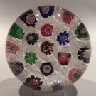 Rare Antique Clichy Art Glass Paperweight Chequered Complex Millefiori W/ Rose