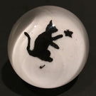 John Gooderham Art Glass Paperweight Button Cat & Butterfly Silhouette