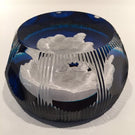 Cristal D'Albert Faceted Art Glass Paperweight "The Moon Astronauts" Sulphide