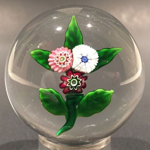 Rare Antique Clichy Art Glass Paperweight Lampworked Millefiori Nosegay Bouquet