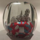 Antique Bohemian Art Glass Paperweight Melon Faceted Lion Sulphide
