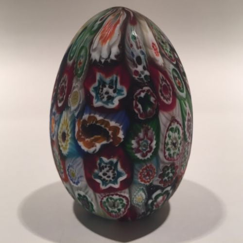 Medium Murano Art Glass Paperweight Egg Shaped Close Packed Millefiori