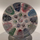 Rare Antique Clichy Art Glass Paperweight Chequered Complex Millefiori W/ Rose