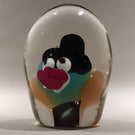 Vintage Murano Art Glass Paperweight Unusual Encased Clown Bust