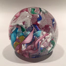 Colorful Murano Art Glass Paperweight Latticino & Ribbon Scramble