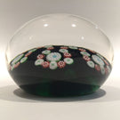 Rare Antique Baccarat Art Glass Paperweight Millefiori Garland on Green Ground