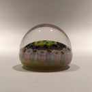 Miniature Strathearn Art Glass Paperweight Concentric Millefiori Yellow Ground