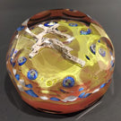 Antique Val St Lambert Art Glass Paperweight Cross Sulphide & Millefiori