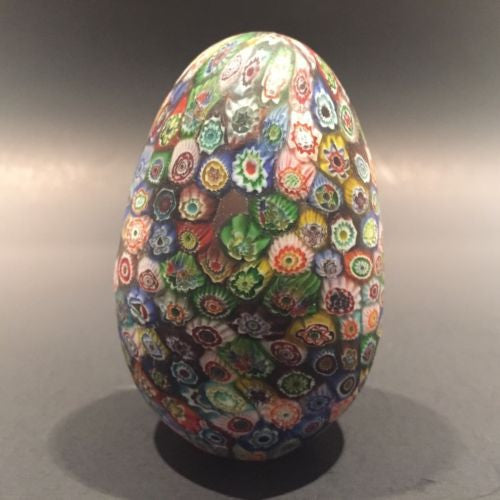 Large Murano Art Glass Paperweight Egg Shaped Close Packed Millefiori