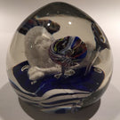 Antique Bohemian Art Glass Paperweight Sulphide Lion With Ice Pick Trumpets