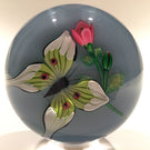 Rare Saint Louis Art Glass Paperweight Lampworked Butterfly And Rose c. 1989