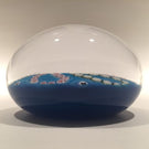 Early Parabelle Art Glass Paperweight Rose Cane Millefiori Garland Blue Ground