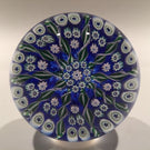 Vintage Perthshire Art Glass Paperweight Radial Millefiori & Twist Blue Ground