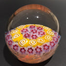 Vintage Murano Art Glass Paperweight Concentric Millefiori On White