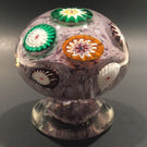 Unusual Murano Art Glass Paperweight Piedouche Millefiori on Purple