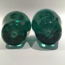 Two Large Antique English Green Bottle Dump Art Glass Paperweights Foil Flowers