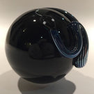 Signed Steven Correia Art Glass Metallic Coiled 3d Snake Over Black