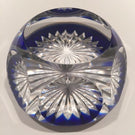 Vintage Baccarat Art Glass Paperweight Multi Faceted Star Cut Cobalt Blue Base