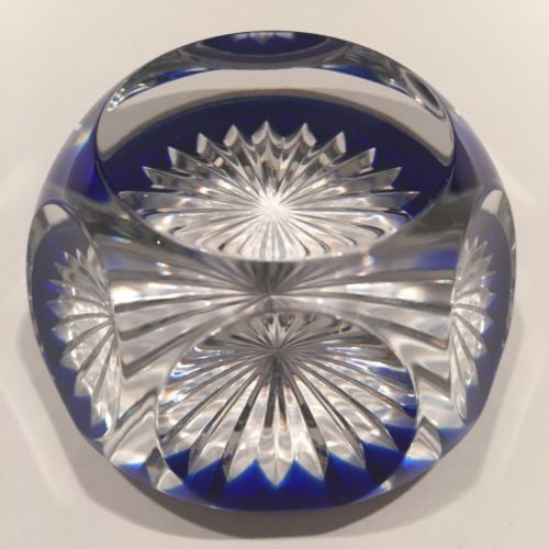 工芸品 baccarat Baccarat Crystal - Signed Swirl Bambous Round Casket Box