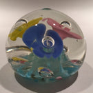 Vintage American Studio Art Glass Paperweight Colorful Trumpet Flowers