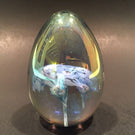 Signed Mt. St. Helens Ash MSH Art Glass Paperweight Purple Iridescent Egg