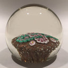 Vintage Murano Art Glass Paperweight Complex Millefiori Garland on Aventurine