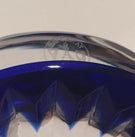 Vintage Baccarat Art Glass Paperweight Multi Faceted Star Cut Cobalt Blue Base