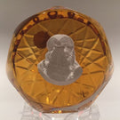 Vintage Cristal D’Albert Faceted Art Glass Paperweight Leonardo DaVinci Sulphide