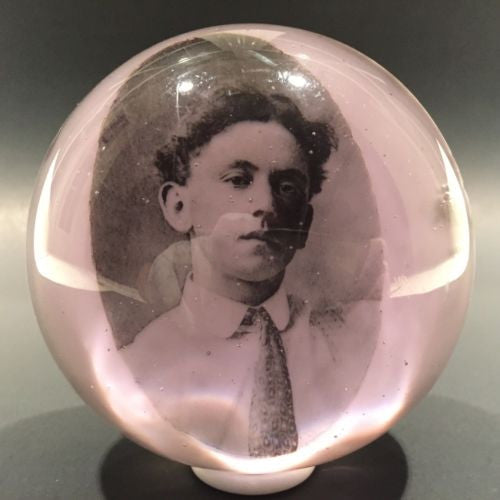 Antique American Art Glass Photo Paperweight Maxwell? Graeser?