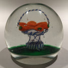 Vintage Murano Art Glass Paperweight Encased Latticino Basket Of Carrots