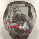Antique Bohemian Art Glass Paperweight Melon Faceted Lion Sulphide