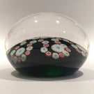 Rare Antique Baccarat Art Glass Paperweight Millefiori Garland on Green Ground