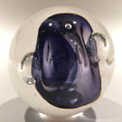 Signed Rollin Karg Art Glass Paperweight Modern Metallic Purple Control Bubbles