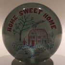 Huge 4" Antique Millville Art Glass Paperweight Colors Frit "Home Sweet Home"