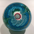 Vintage Fratelli Toso Murano Art Glass Paperweight Blue & Green Crown