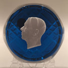 Vintage Cristal D’Albert Faceted Art Glass Paperweight Gustaf VI Adolf Sulphide