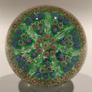 Vintage Perthshire Art Glass Paperweight 7 Spoke Twists & Millefiori on Green