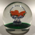 Vintage Murano Art Glass Paperweight Encased Latticino Basket Of Carrots