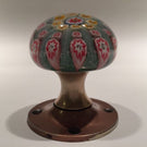 Vintage Strathearn Art Glass Paperweight Doorknob Twists & Millefiori On Green