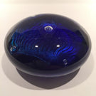 Signed John Cook American Studio Art Glass Paperweight Blue Dichroic Disk