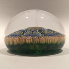 Vintage Perthshire Art Glass Paperweight 7 Spoke Twists & Millefiori on Green
