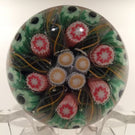 Vintage Strathearn Art Glass Paperweight Doorknob Twists & Millefiori On Black