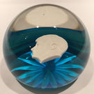 Vintage Art Glass Paperweight JFK Kennedy Sulphide On Blue Star Cut Base