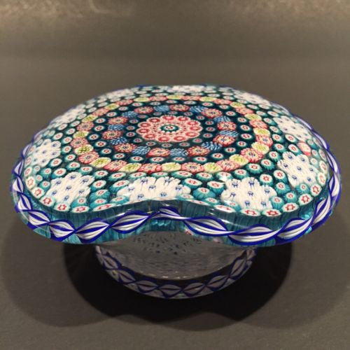 Vintage Saint Louis Art Glass Paperweight Millefiori Basket Of Flowers Piedouche