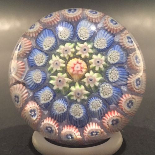 Vintage Strathearn Miniature Concentric Pastel Colored Millefiori On Blue Ground
