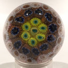 Miniature Strathearn Art Glass Paperweight Concentric Millefiori Yellow Ground