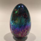Signed Mt. St. Helens Ash MSH Art Glass Paperweight Purple Iridescent Egg