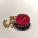 Rare Ronald Ray Art Glass Paperweight Crimp Rose Pendant W/ 14K Gold Chain
