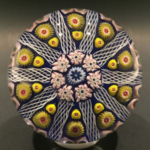 Vintage Strathearn 10 Spoke Latticino and Millefiori on Blue