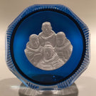 Cristal D'Albert Faceted Art Glass Paperweight "The Moon Astronauts" Sulphide